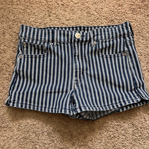 AEO Striped High Rise Shortie Shorts - Picture 2 of 7